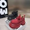 Scarpe da Donna di Lusso con Strass Stivali da Motociclista alla Moda con Lacci Stampa Leopardo Suola Spessa Leggere High Street Sneaker da Donna