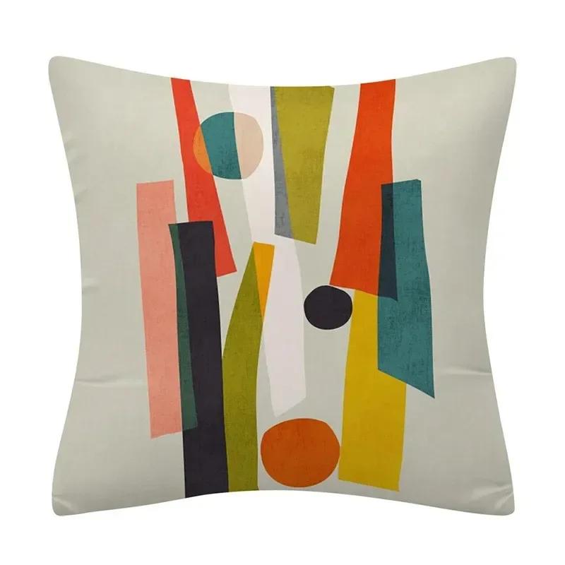 Color Geometric Crayon Painting Series Pattern Cushion Cover Decoration Chair Sofa Pillow Cover Home Decoration Pillow Cover