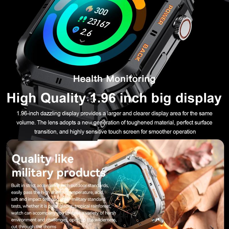 2025 New Outdoor Sports Fitness Smartwatch For Men 1.96 Inch Screen Bluetooth Calling Waterproof Watches Blood Oxygen Reloj Hombre