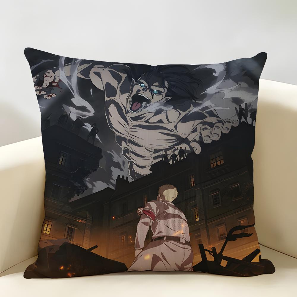 Anime AAttack On Titan Cushion Cover Natural Linen Organic Fabric DoubleSided Printing Room Sofa Decor Pillow Case