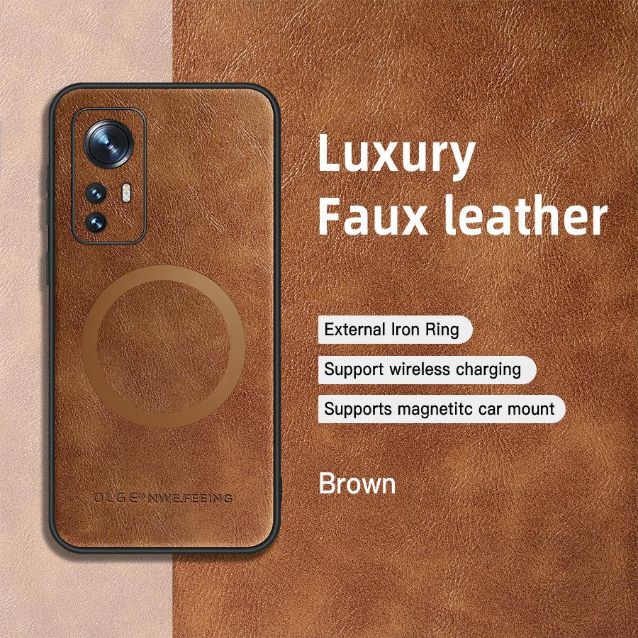 Für Xiaomi 12 12S 12X 12 Pro 12s Pro 12s Ultra 12 Lite PU-Leder Magnetring Weiche Kante Anti-Sturz Anti-Fingerabdruck Handyhülle