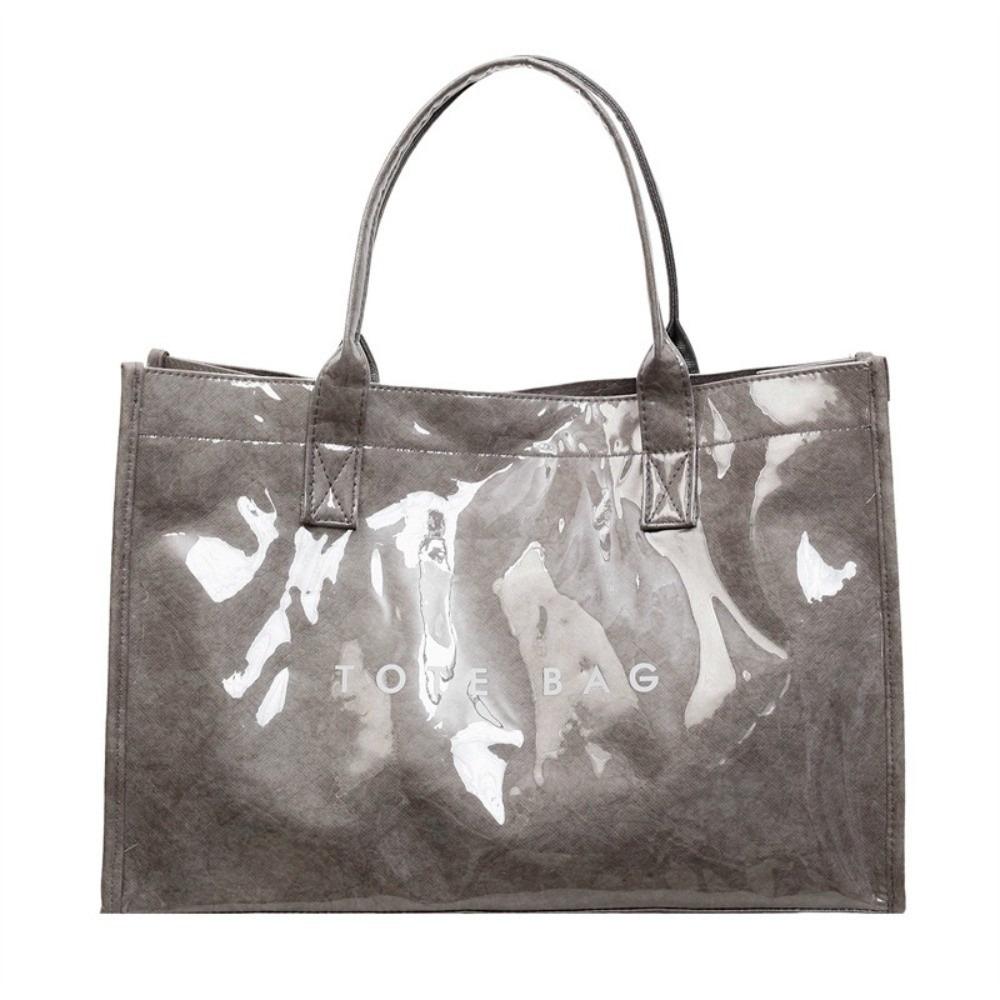 Glossy Transparent Jelly Bag Large Capacity Letter Prints Handbags Fashion PVC Tote Bag Swimming