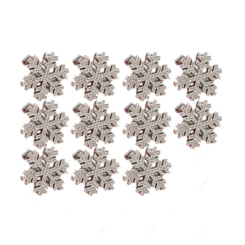 Snowflake Shape Hair Clip With Festival Charm Winter Christmas New Year Gift For Women Girl Holiday Theme Party 10PCS