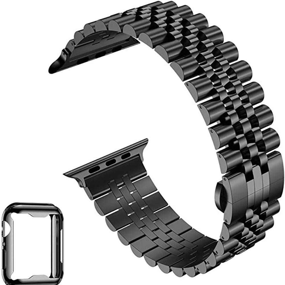 Metal Band+TPU Soft Case For Apple Watch 45mm 44mm 41mm 46mm 42mm 49mm Stainless Steel Wristband iWatch 11 10 9 8 7 6 5 SE Strap