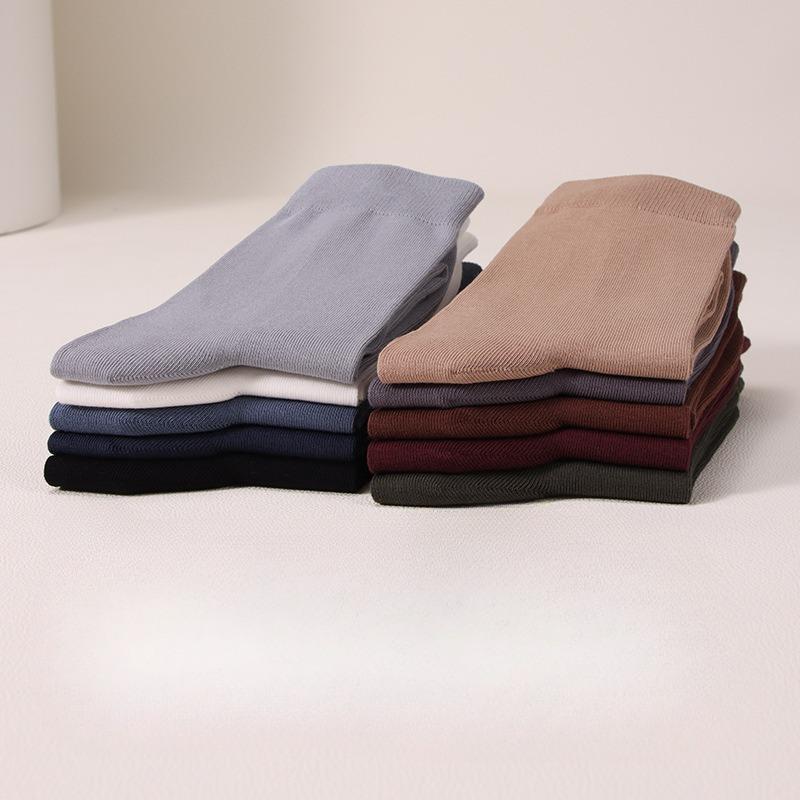 Cotton Socks Men's Antibacterial Cotton Four Seasons Mid-calf Cotton Socks Sweat Absorbent Breathable Black Spring and Summer Business Long Long Socks