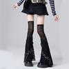 Maniche per gambe in rete estive Scaldamuscoli punk con teschio Calzettoni lunghi alla moda Maniche per gambe per sottoculture Streetwear per donna