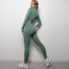 Seamless Knit Quick-Dry Running and Yoga Long Sleeve Set with Slim Fit Pants