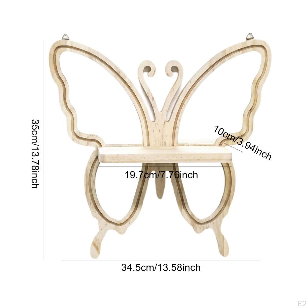 Butterfly Shaped Wall Shelf Home Decor Wood Floating for Office Living Room Photo