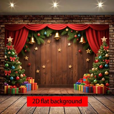 Christmas Tree Retro Wooden Wall  Backdrop Xmas Decoration Background Winter Backdrop Decorations For Photo Studio Photo Booth Christams Party