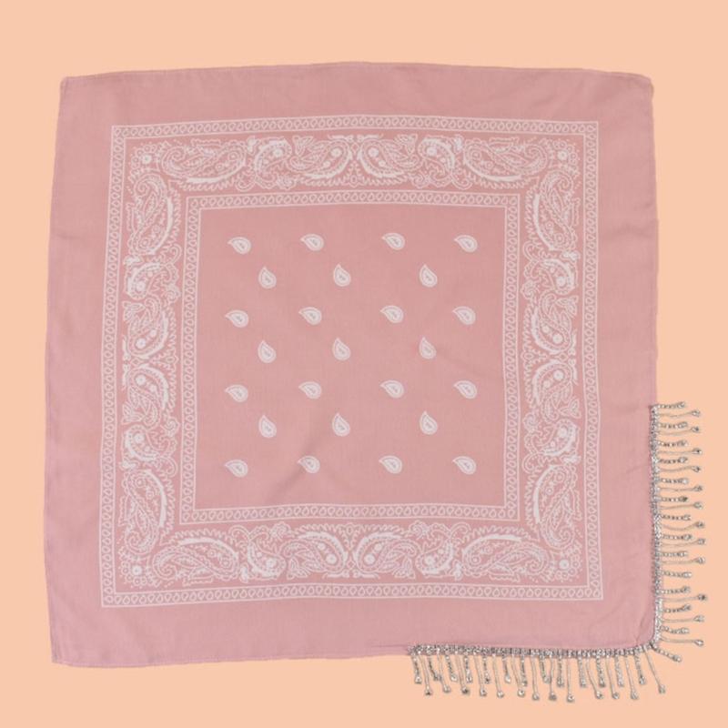 Shimmering Fringed Bandanas Scarf for Party Fashionable Cashew Flower Head Scarf for Women Men Club Party Costume Props