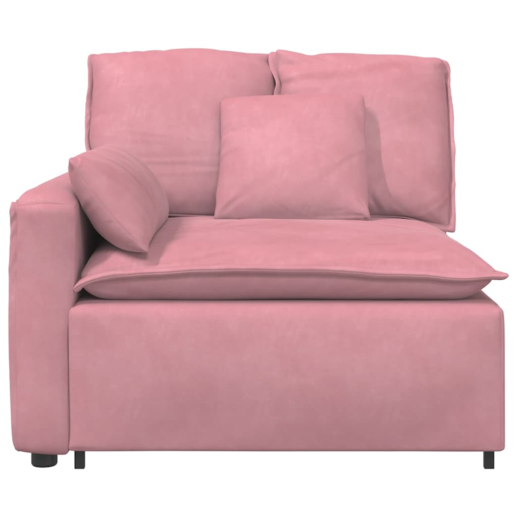 Modular Sofa End Module with Armrest and Cushions Pink 100 Cm