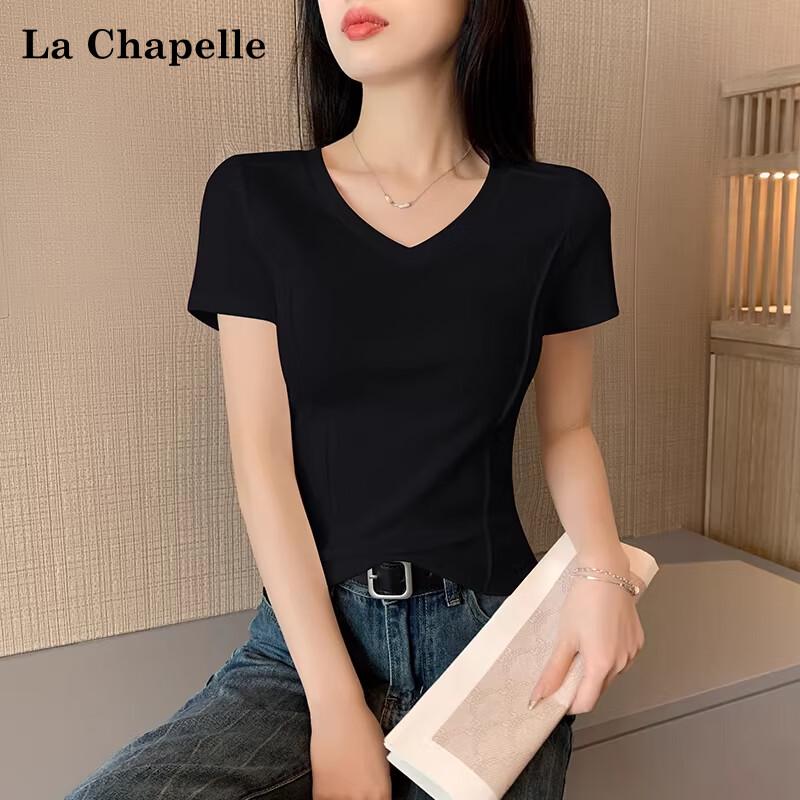La Chapelle Women s Slim Fit V-Neck Short Sleeve T-Shirt S