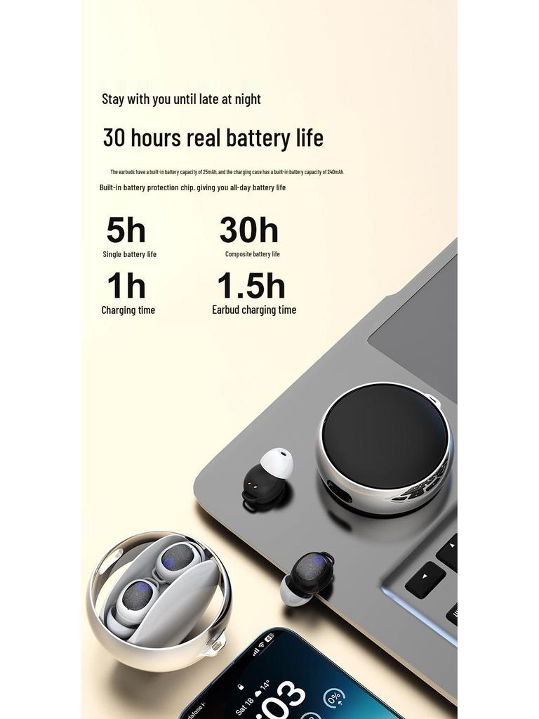 AI-KJ 5.4 Mini Sleep Bluetooth Earbuds, 7-Level Waterproof, Universal Fit