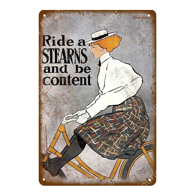 Ride Bicycle Metal Tin Signs Motor Cycling Riding Bike Vintage Poster Bar Pub Club Home Room Decor Wall Sticker Plaque YJ210