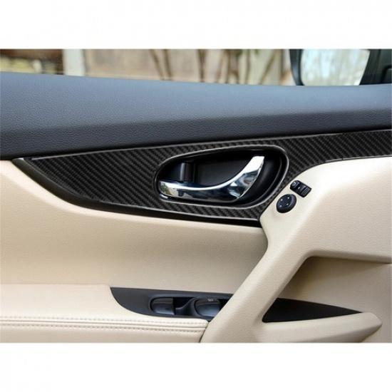 4Pcs Carbon Fiber Interior Door Handle Cover Trim For Nissan Rogue/X-Trail