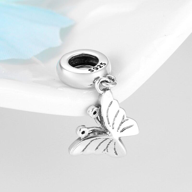 KATAOKA 925 Sterling Silver Colorful Enamel Spring Butterfly Pendants Beads Fits Original Kataoka Charms Bracelet Jewelry