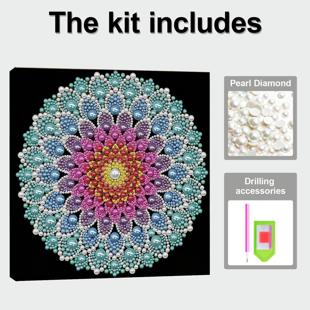 DIY Mandala Perlenpunktmalerei für Erwachsene/Anfänger Geschenk Heimdeko Perlen Edelstein Malereien Bild Kunsthandwerk 25x25cm Mit Rahmen