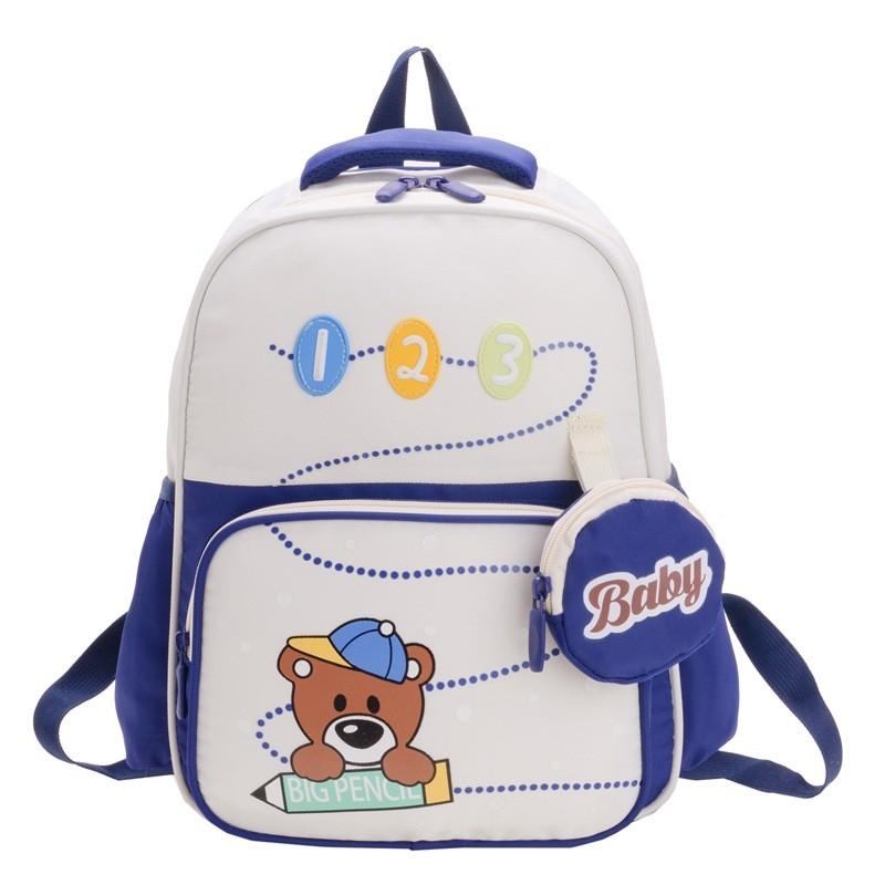 Adorable Cartoon Bear Unisex Kids Backpack Large Capacity Durable Nylon School Bag