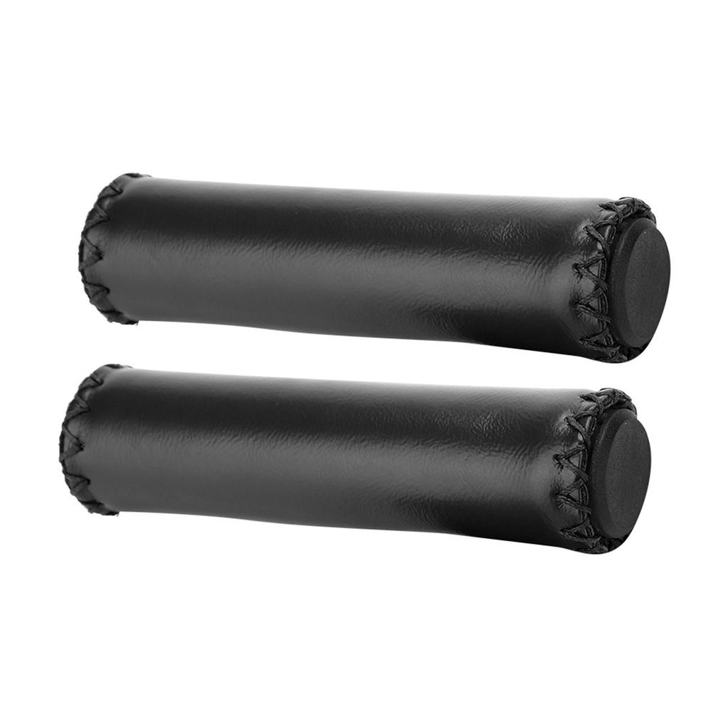1 Pair Hand Stitched PU Bike Bicycle Handlebar Handle Bar Grips with Plug