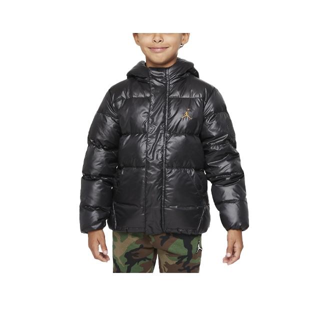 Jordan Logo Quilted Hooded Down Jacket Kids Outerwear Black DO3506-010