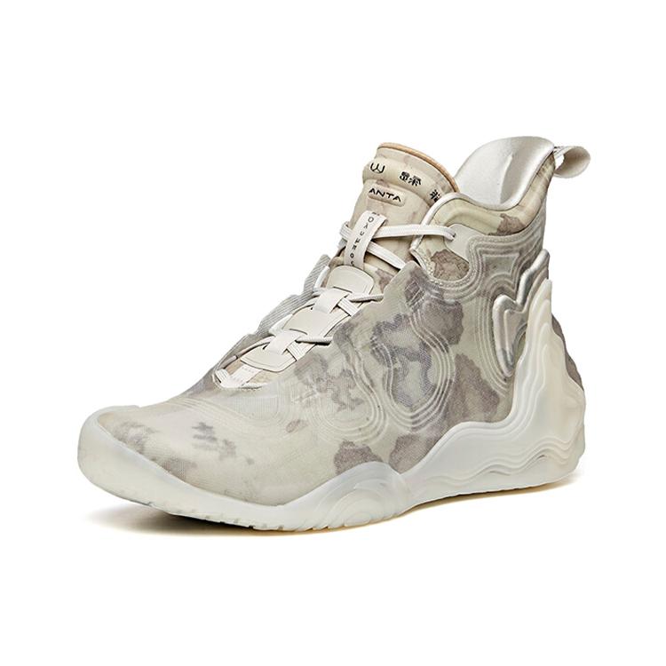 Anta Star Mountain Cushioning Slip Resistant Abrasion Resistant High Top Basketball Shoes Men's Ecru 112031818A-9