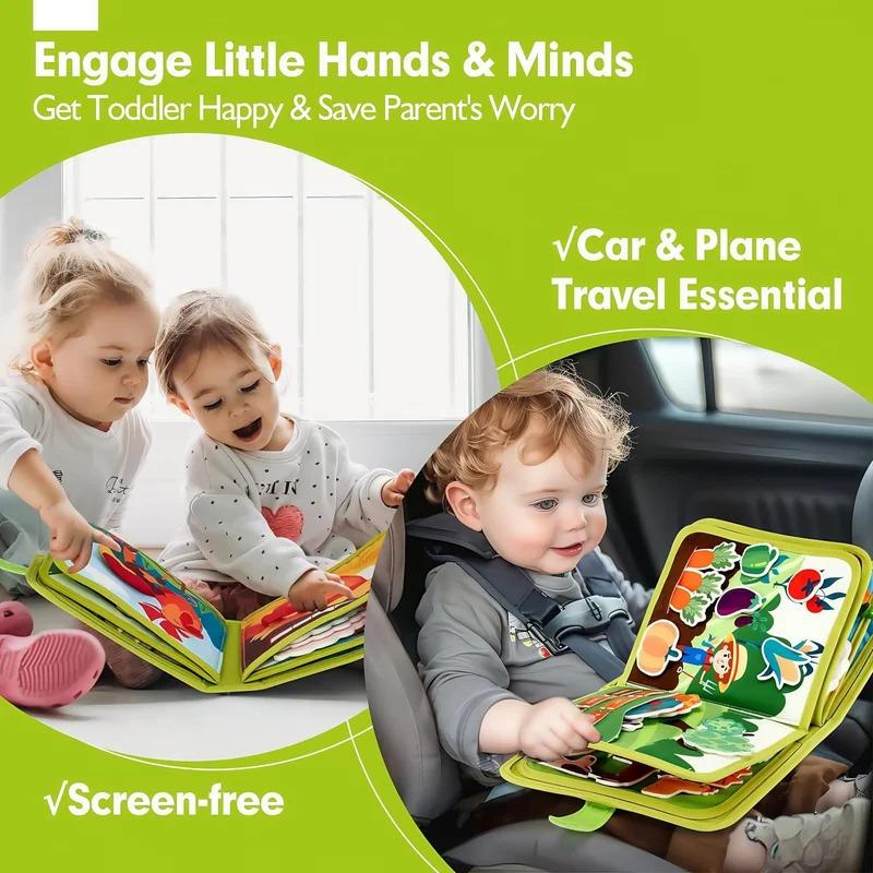 Livro Sensorial Montessori - Brinquedo de Atividade com Animais da Fazenda com Contação de Histórias para Crianças Pequenas, Aprendizagem Precoce, Habilidades Motoras Finas
