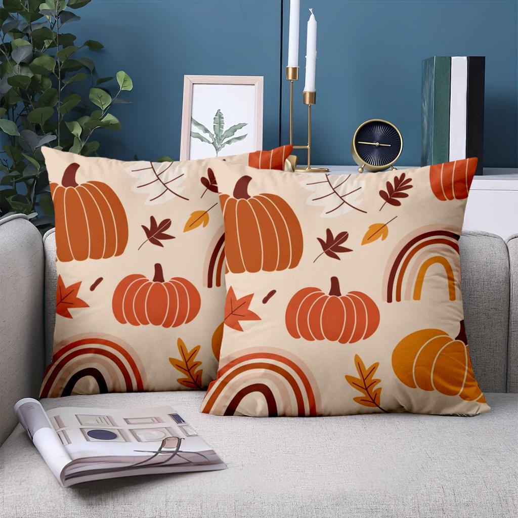 1 Pieces -2D flat printing Autumn Pumpkins Rainbow Pattern Cushions Polyester pillowcase sofa decorative cushion cover