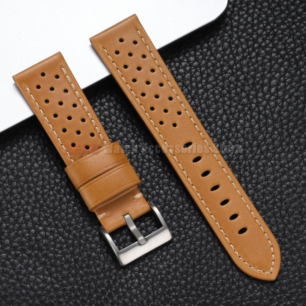 20mm 22mm Vintage Oil Wax Genuine Leather Watch Strap 18mm 24mm Universal Cowhide Watchbands Breathable Bracelet Sport Wristbelt