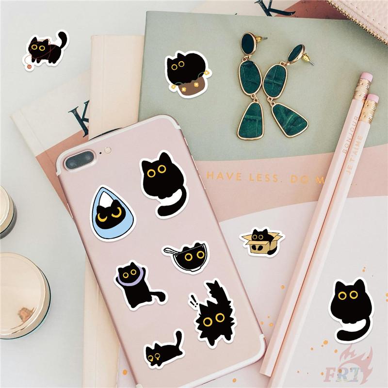 500Pcs/Roll Q Funny Black Cats Kids Rewards Stickers - DIY Scrapbooks Album Decor Sealing Label Decals