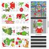 Green Christmas Character Electrostatic Stickers, Decorative Glass Window Stickers, Window Display Atmosphere Stickers