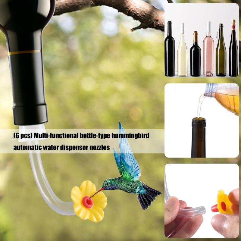 6Pieces Hummingbird Feeders Spouts Plastic Flower Feeders Nozzle Leakproof Bird Feeders Replacement Part Feeding Essential