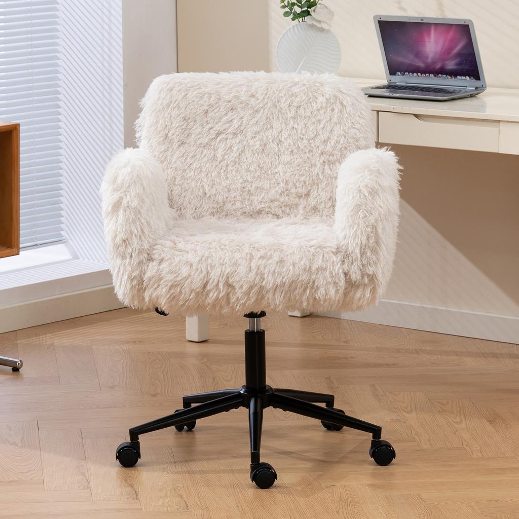 Bürostuhl, Fünfstufig verstellbare Armlehnen, Rollen, Ergonomisch, Verdickte Rückenlehne, Drehbar, für Homeoffice, Schminktisch, Schlafzimmer und Wohnzimmer