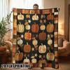 [2D FLAT PRINTING] 1pc Vintage Pumpkin Autumn Patchwork Theme Flannel Blanket Large Size, Soft, Lightweight And Warm, Suitable for All Seasons Use On 
