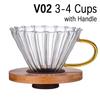 Coffee Dripper V60 Glass Funnel Drip Coffee Maker V01 V02 Filter Transparent Reusable Pour Over Brewing Cup with Wooden Holder