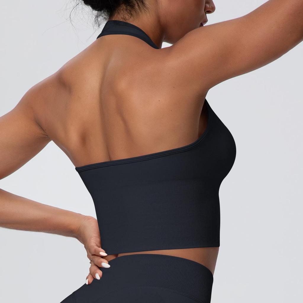 Elegant Backless Halter Yoga Bra – Seamless Breathable Sports and Fitness Vest