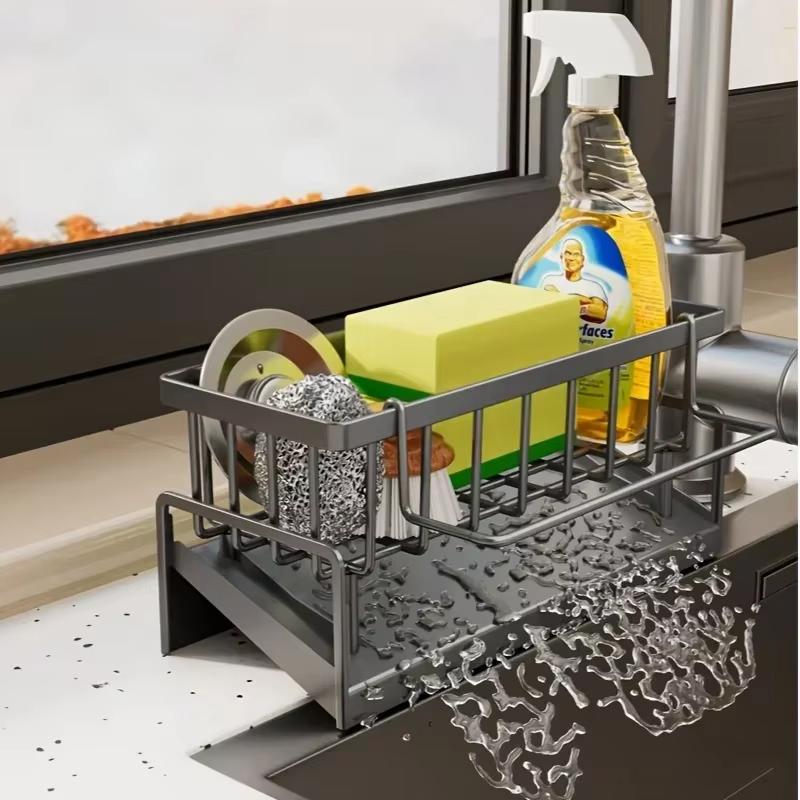 ABS Material Kitchen Draining Rack Dishwashing Liquid Sponge Wipe Arrangement Rack Quick Draining Multi-Purpose Storage Rack