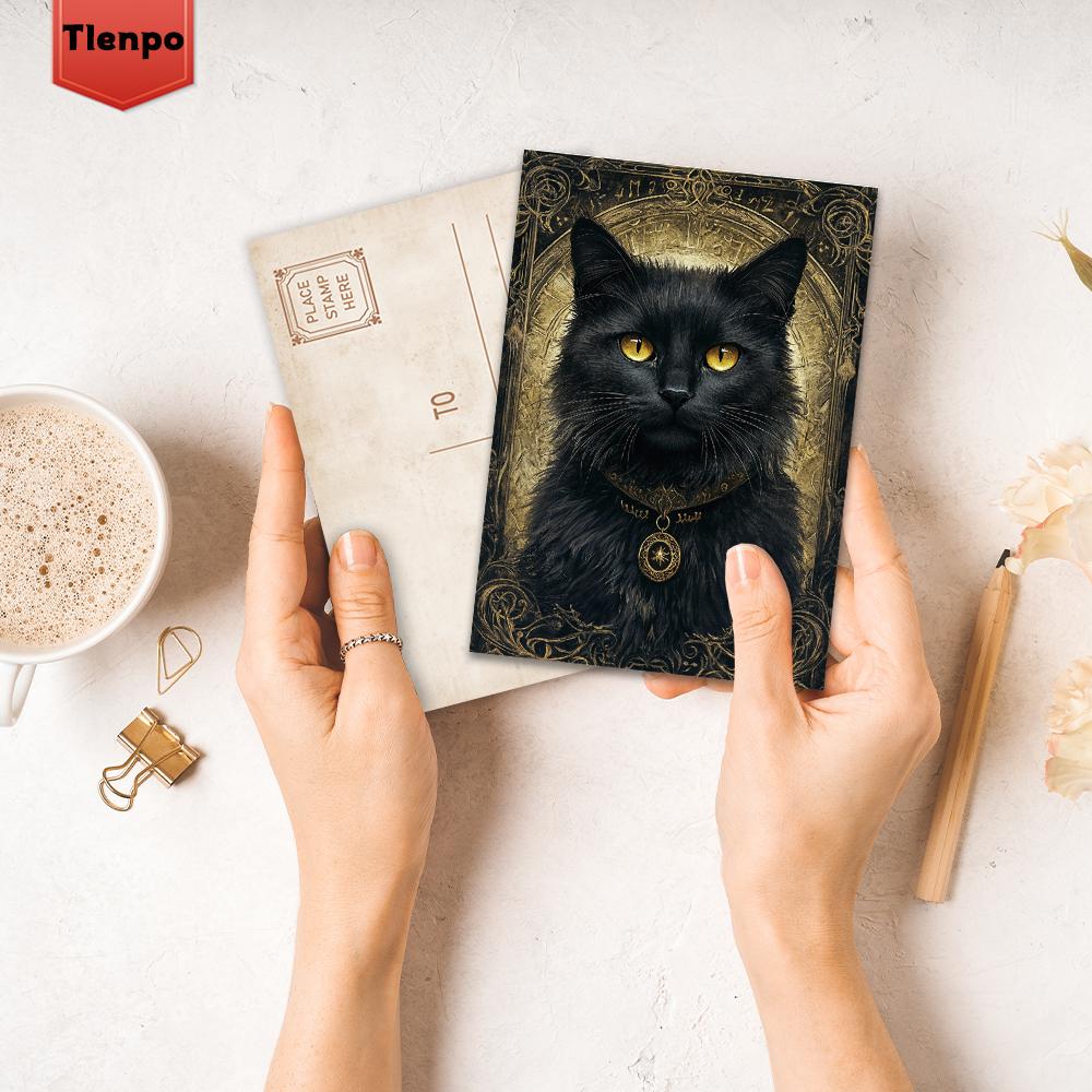 32pcs, Gothic cat postcards, black cats, room decoration stickers, manual materials, souvenirs, collectibles and mail