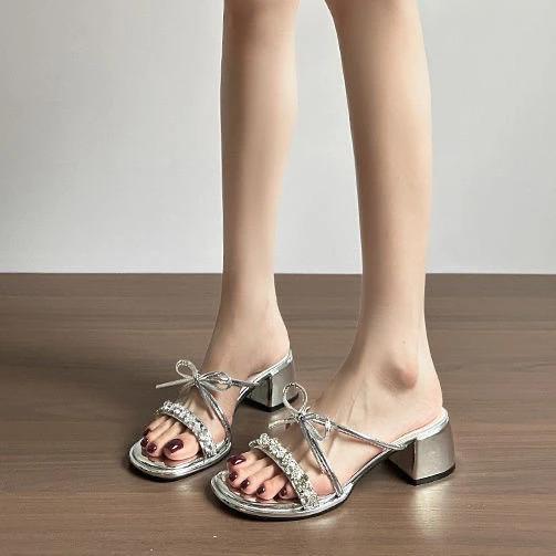 

Shoes Women Flower Rubber Flip Flops Slippers Casual Slides Square heel Pantofle Heeled Mules Low Soft Hawaiian Luxury Block 35