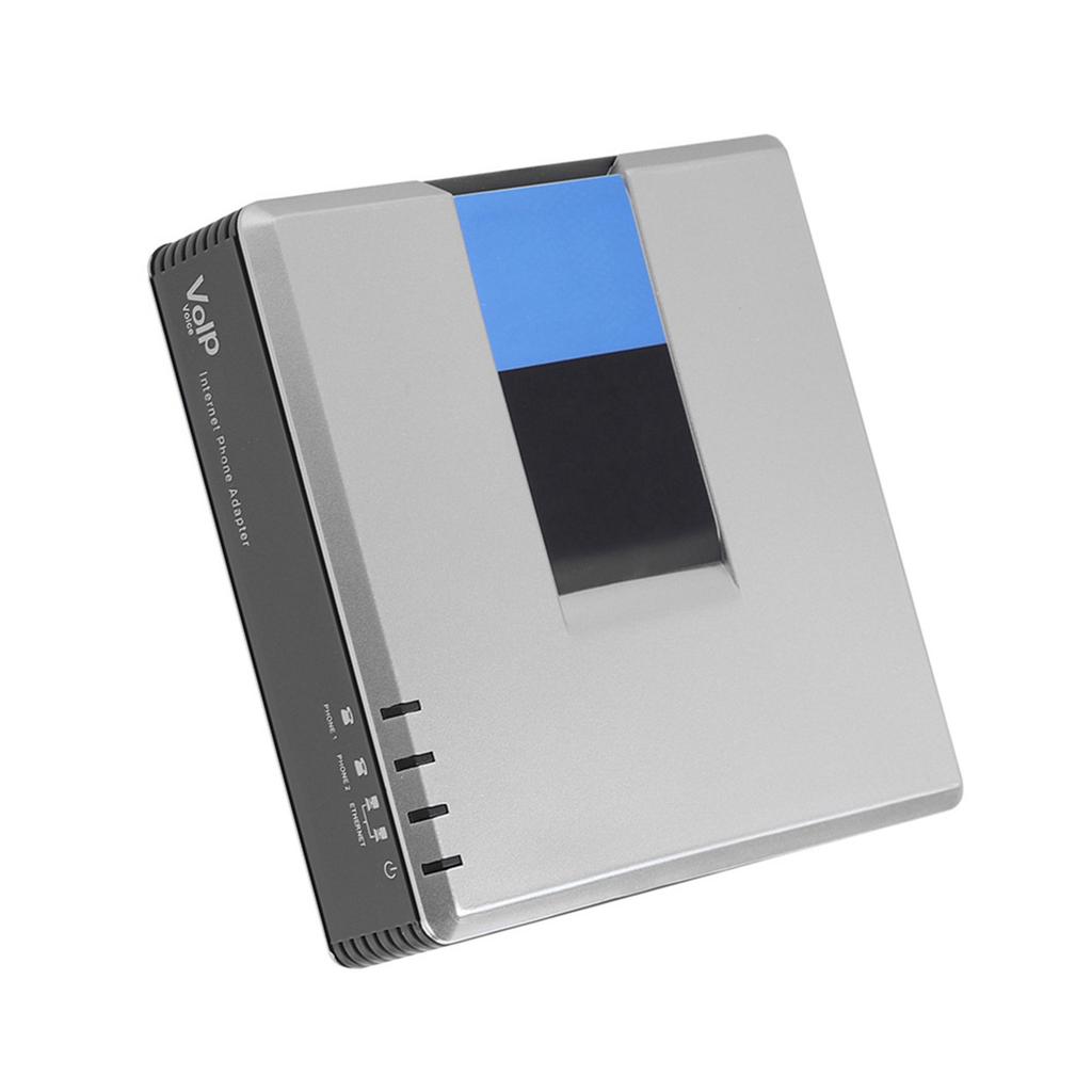 VoIP Gateway Internet Phone 2 Ports Adapter SIP RJ45 Cable For Linksys PAP2T