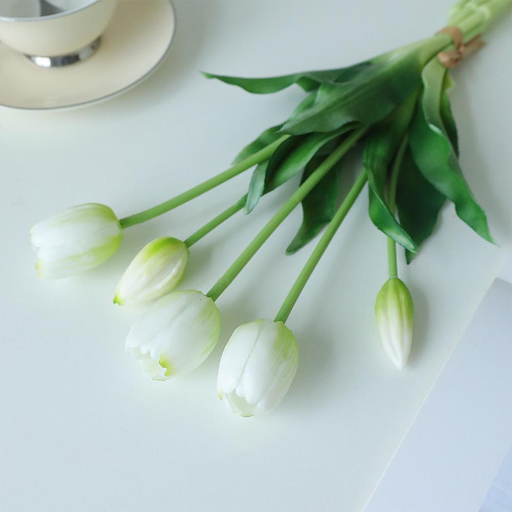 

5 Голів Імітація Квітки Тюльпана Реалістичний На дотик Штучна Квітка Нові Штучні Квіти Настільна Прикраса білий