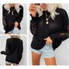 Women's Loose  Blouse Lace Stitching Sweater Patchwork Hollow Sweater