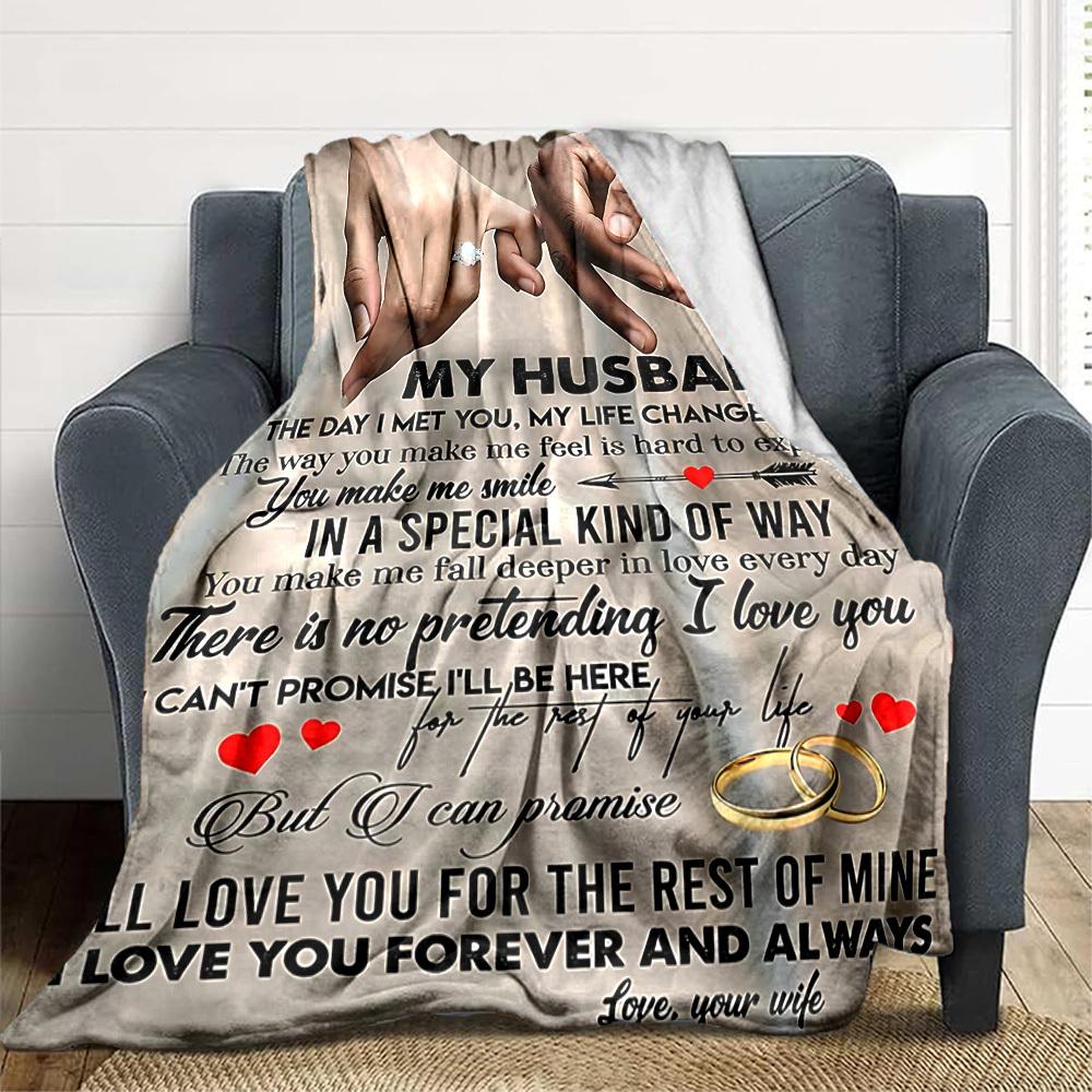 1pc Romantic Messages from Wife Blanket - Perfect Gift for Birthdays, Christmas & Halloween- Soft, Warm & Versatile yy250909108