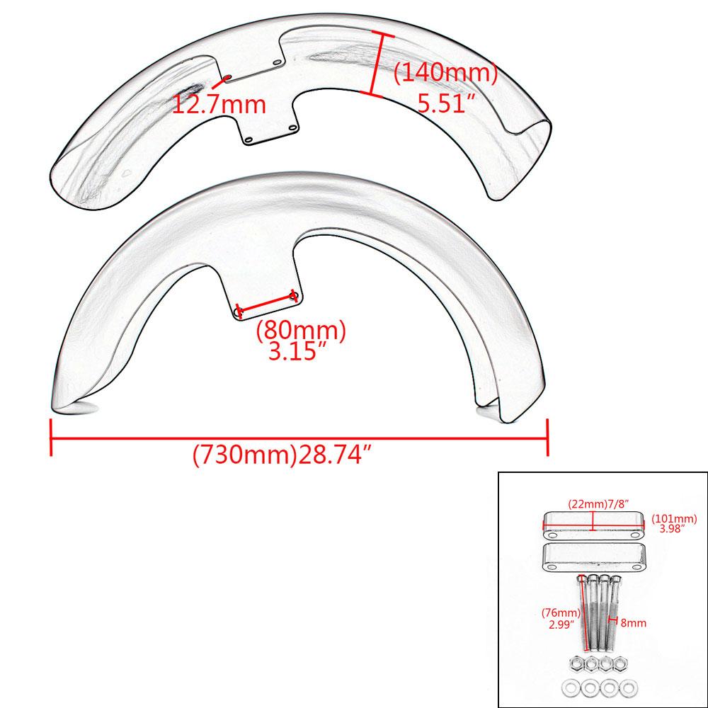 Motorcycle 19" Black Wheels Wrap Front Fender Mudguard Heavy-Duty Steel For Harley Touring Road King Electra Street Road Glide