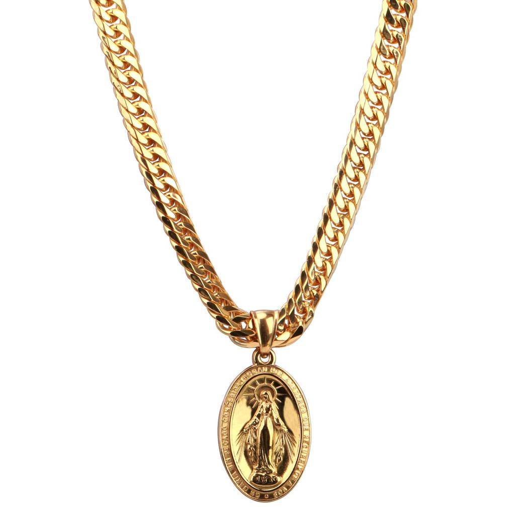 Cut Double Kihei Necklace 18k GP Miraculous Medal Necklace Gold 18K Finish Virgin Medal Pendant HIPHOP B Series 50cm 60cm Exclusive BOX Included