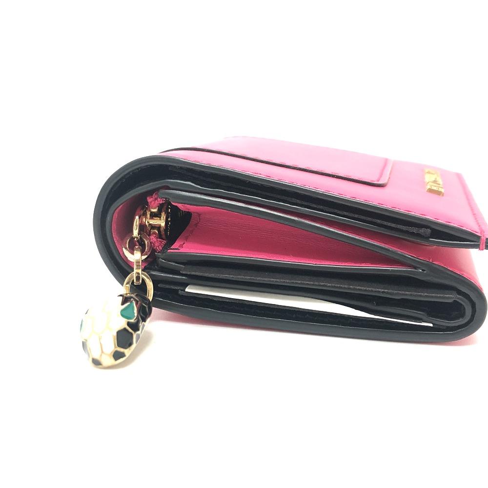 BVLGARI 288858 Serpenti Wallet Mini Wallet Trifold wallet Leather pink/Black