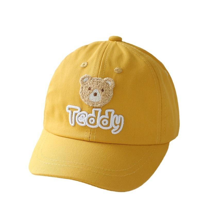Bear Cap Baby 1-5 Years Old Baby Spring and Summer Sun Protection Baseball Cap Cotton Breathable Hat for Boys Girls