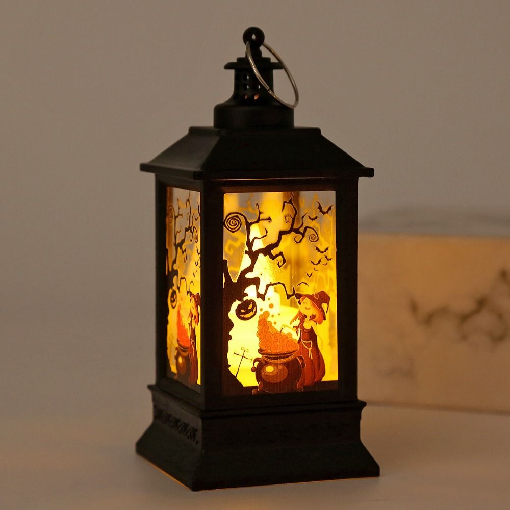 Witch Skull Castle LED Pumpkin Lantern Retro Halloween Wind Lantern  Party Supplies