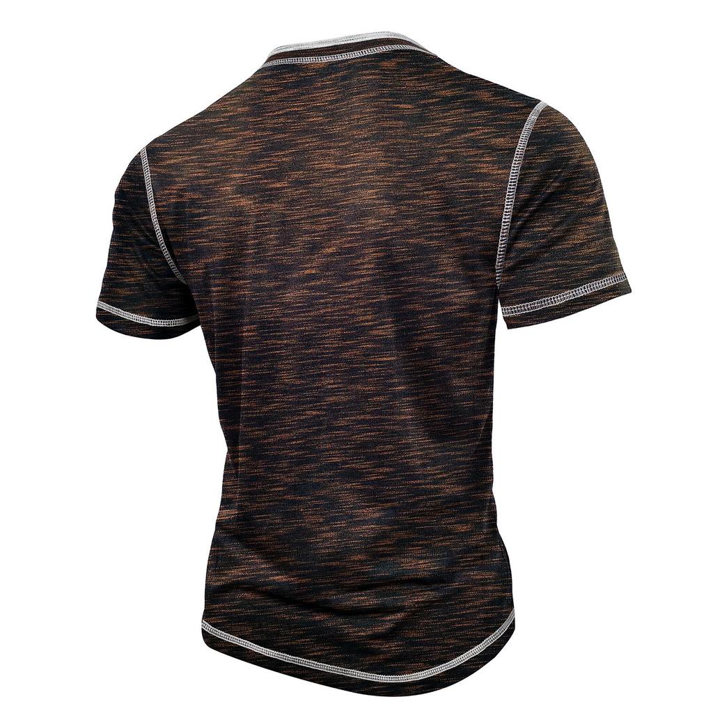 Herren Henley Shirts Color Blocked Kurzarm Rundhals Knopf Übergröße Lässig Täglich Sommer Herrenbekleidung Tops