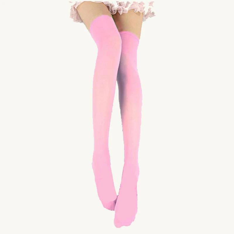 Dames Uni Kleur Extra Lange Sportsokken Over de Knie Dijhoog Nylon Kous Schattige Over de Knie Sokken Voor Meisjes