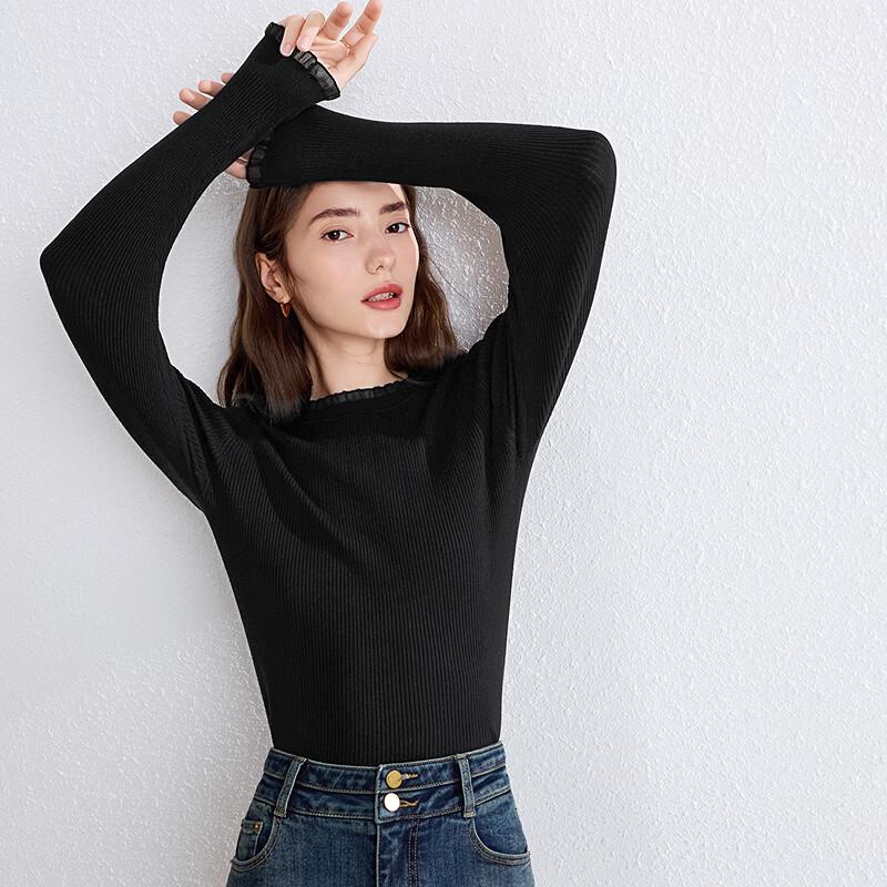 Betu Women's Fall Ruffle Collar Jacquard Knit Sweater